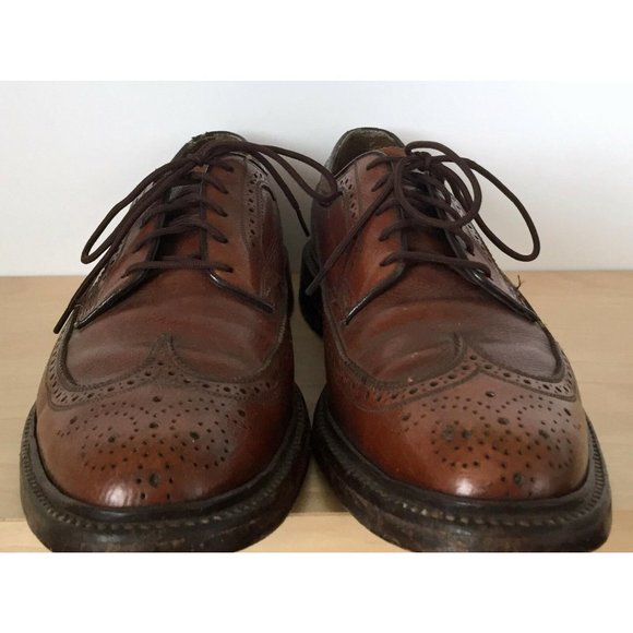 Vintage FLORSHEIM Imperial V-Cleat Brown Leather Wingtip Dress Shoes 5 Nail main image 9